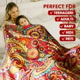 thumbnail image 4 of Paisley Throw Blanket, Oriental Vintage Paisley Pattern Flannel Fleece Throw Blanket for Adults Kids, Persian Culture Inspired Swirls Style Flowers Paisley Home Decor Floral Soft Blanket, Dark Coral, 4 of 5