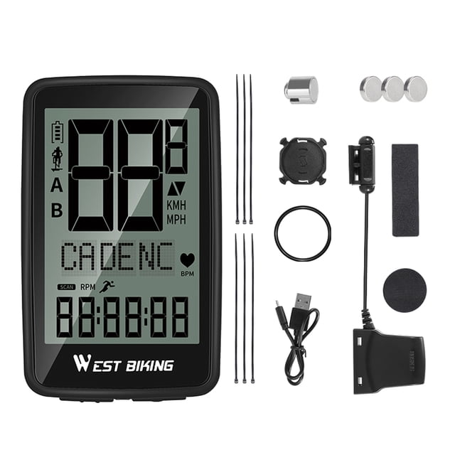 Velocímetro del motorista Inalámbrico Bilingüe Bicicleta Cadencia Mileómetro Multifuncional Diario Impermeable Pantalla Completa Retroiluminación Bicicleta de Montaña Velocidad Medidor USB Ciclismo Ve