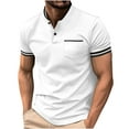 thumbnail image 2 of Vivianyo HD Short Sleeve Shirt for Men,Big Men's Standing Collar Hutton Striped Loose Casual Shirt, 2 of 6
