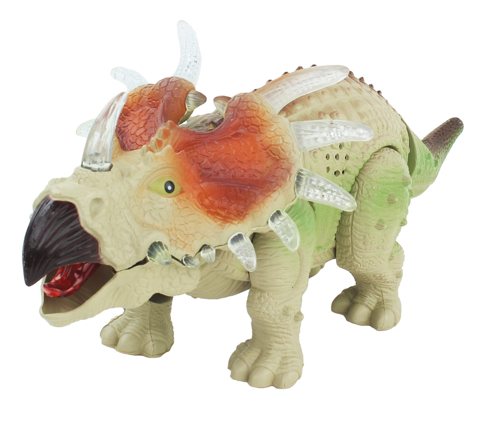 Child Kids Gift Electric Walking Triceratops Figure Dinosaur Toy w/ Sound Lights 