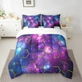 thumbnail image 2 of Erosebridal Gradient Psychedelic Nebula Bedding Sets Twin Size,Hexagon Honeycomb Comforter Sets with Sheets,Room Decorative,Reversible,7pcs, 2 of 5
