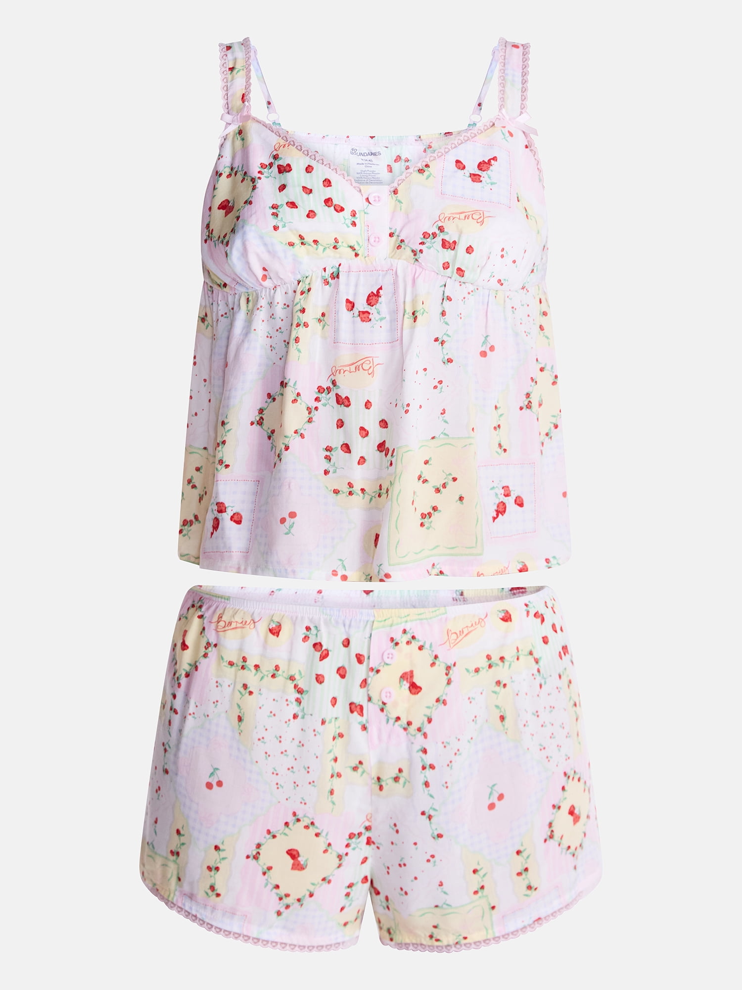 No Boundaries Woven Cami Top and Shorts Sleep Set, 2-Piece, Women's XS-XXL