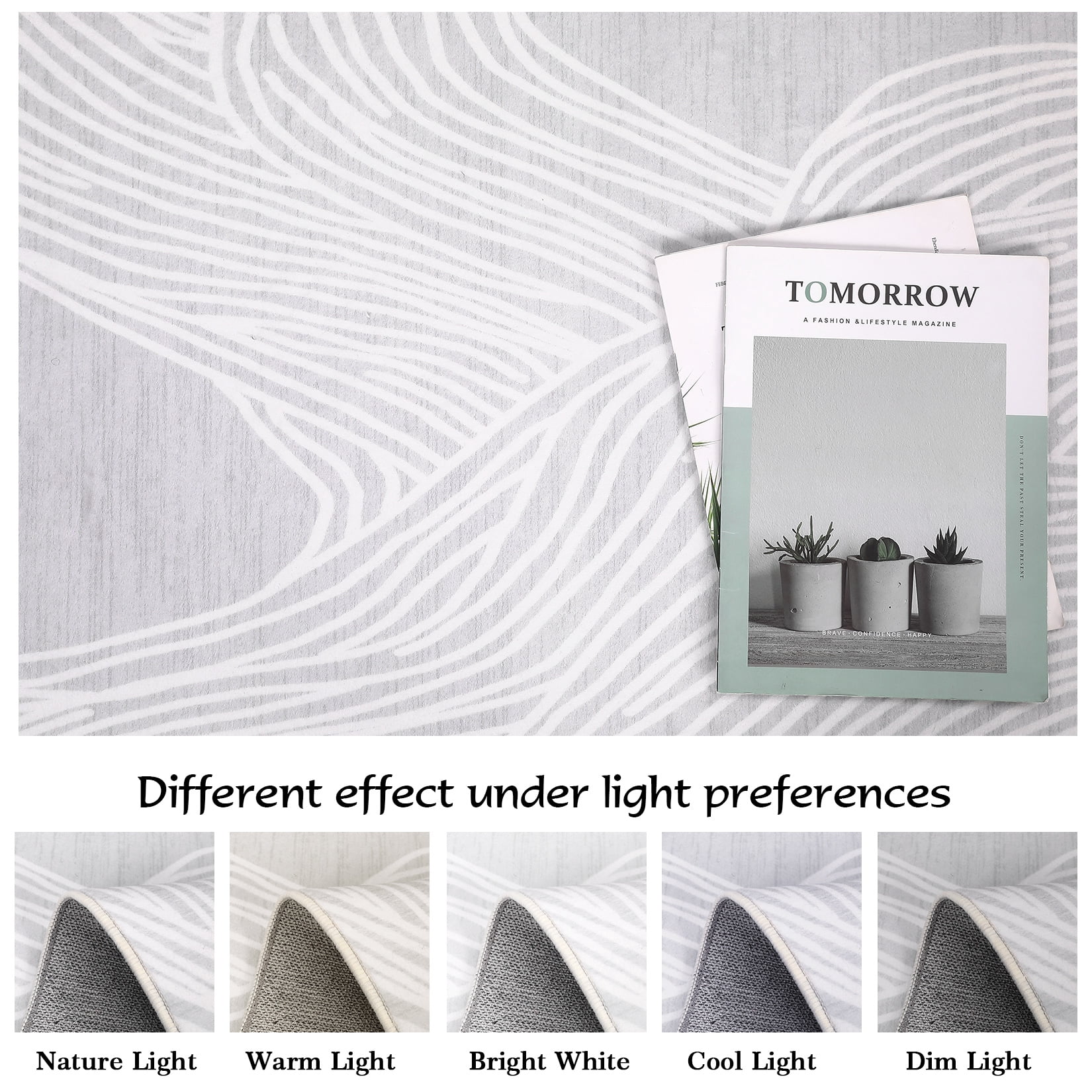 Tzou 8x10 Non-Shedding Washable Area Rugs for Living Room, Nonslip Contemporary Geometric Minimalist Striped Carpet for, White/Gray