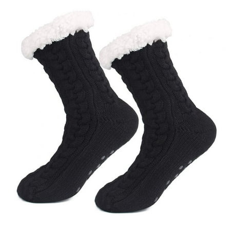 

Womens Slipper Socks with Grippers Cozy Women Slipper Socks Fleece Lined Slipper Socks for Women with Grippers