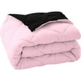 thumbnail image 7 of D.N.G. BEDDINGS 3 Piece Luxury Reversible Diamond Pattern Comforter Set Premium Super Soft, All Season 800 TC, 100% Egyptian Cotton Oversized Super King Size Light Pink/Black Solid Color, 7 of 7