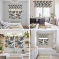 thumbnail image 6 of Navy Blue Brown Botanical Kitchen Curtains Sets for Windows 24 Inch Length, Tropical Palm Leaves Retro Rod Pocket Window Treatments Tier Curtains and Valances Set for Bedroom/Bathroom, 6 of 8