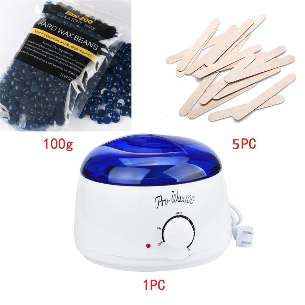 Hair Removal Hot Wax Warmer Waxing Kit Wax Melts 100g Hard Wax