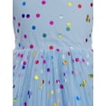 thumbnail image 6 of IBTOM CASTLE Kids Girls Princess Tulle Tutu Dress Flutter Sleeve Star Glitters Rainbow Birthday Party Pageant Summer Dresses 7-8 Years Blue Polka Dots, 6 of 8