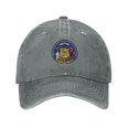 thumbnail image 1 of DouZhe Adjustable Washed Cotton Baseball Cap - Wisconsin State Emblem Prints Vintage Dad Hat Unisex Sports Caps (Gray), 1 of 7