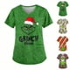 thumbnail image 2 of Uniformes médicos MIARHB para mujer, tallas grandes, uniformes de trabajo, camisetas de manga corta con cuello en V y estampado de "Grinch", ropa de trabajo con 2 bolsillos, verde/L, 2 of 4