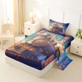 thumbnail image 2 of Castle Fairy Stained Glass Train Twin Sheet Sets 3pcs for Teens, Art Deco Station Bedding for Themed Bedroom, Purple Gold, 2 of 6
