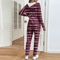 thumbnail image 3 of AUNVITO Women's Striped Hooded Tracksuit Set with Pockets, Drawstring Waist & Relaxed Fit 2-Piece Sportswear Outfit, 3 of 5