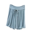 thumbnail image 3 of SROBPTY Womens Pajama Shorts Solid Drawstring Elastic High Waist Wide Leg Pants, 3 of 5