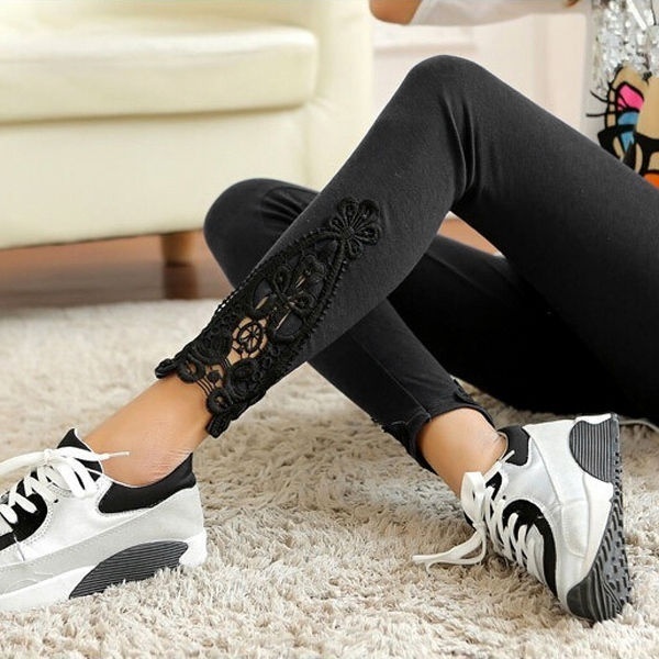 s Lace Crochet Sexy Stretch Jeggings 