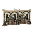 thumbnail image 2 of Ambesonne Cat Throw Pillow Cover Pack of 2, Monstera Kitties Books Vases, 2 Pcs-28"x28", Sand Brown Maroon Green, 2 of 5