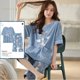 thumbnail image 1 of Pijama de punto de algodón con estampado de nubes para mujer, conjunto de dos piezas de manga corta, ropa de dormir de dibujos animados, Verano, 1 of 4