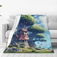 thumbnail image 1 of Balery Fantasy Treehouse Planet Scene Manta de Felpa Suave y Acogedora – Cobija de Franela Aterciopelada para Cama, Lavable y Cálida para Sofá, Mascotas, Transpirable-60"x50", 1 of 7