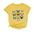 thumbnail image 2 of Womens Clothes Clearance Women's Fashion Casual Loose Butterfly Print Round Neck Top T-Shirt, 2 of 3