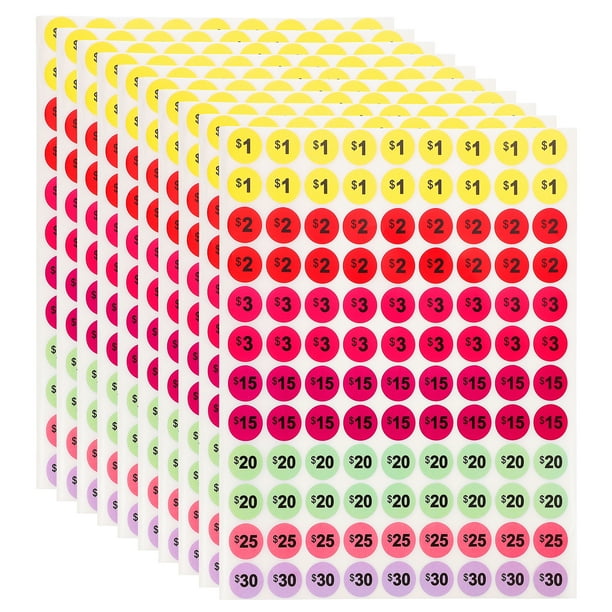 BRIGHTFUFU 10 hojas de etiquetas adhesivas para precios, etiquetas para marcar precios, herramientas de mercado, pegatinas para pequeñas empresas