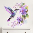 thumbnail image 2 of Adhesivos de pared con diseño de acuarela, diseño de colibrí, flores moradas, 39 x 40 cm, 2 of 4