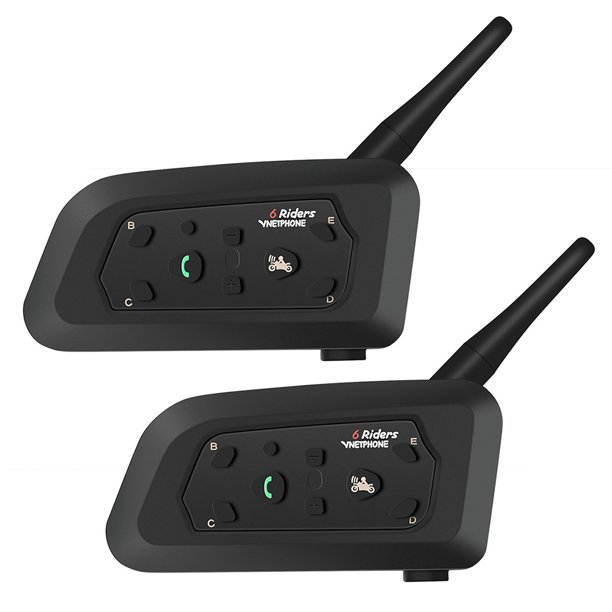 Walkie talkie de la motocicleta VNETPHONE V6-1200 Casco de motocicleta BT Intercom Auricular en tiempo real BT Intercom CSR Chip IP65 Nivel impermeable Negro 2PCS VNETPHONE Walkie talkie de la motocicleta
