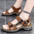 thumbnail image 6 of Mens Sports Sandals Leather Air Cushion Anti Slip Comfortable Beach Shoes Open Toe Leather Hiking Fisherman Shoes Brown 11 US, 6 of 7