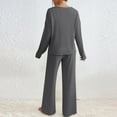 thumbnail image 4 of vigerkar 2 Piece Outfits for Women Long Sleeve Vneck Tops and Wide Leg Pants Ribbed Matching Lounge Set (Dark Gray, S), 4 of 7