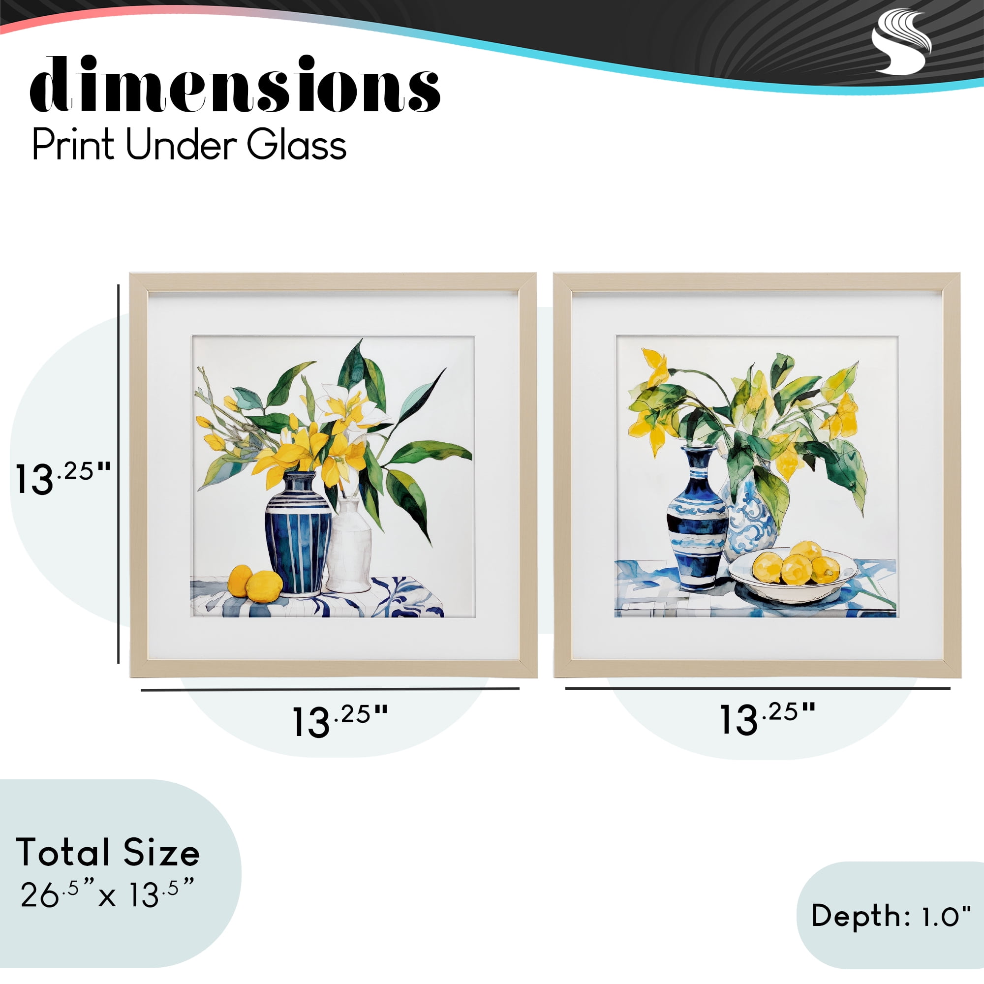 Stupell Industries Lemon Blooms Table Setting 2 Piece Birch Framed Print Under Glass Set, design by Ray Powers