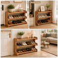 thumbnail image 4 of MEHOOM 3 Tier Bamboo Shoe Rack Organizer for Closet, Entryway, Dorm, Garage, Sturdy Shoe Storage Shelf, 28"x11"x14" (Natural), 4 of 12