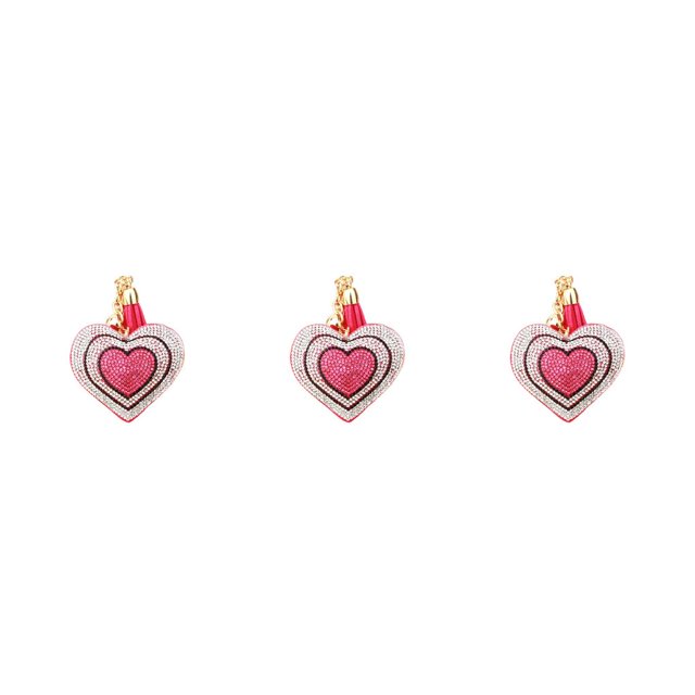 QualitChoice Porte-Clés Pompon Porte-Clés en Daim Jour de la Saint-Valentin Multicolore Porte-Clés Polyvalent Sac Décor Coeur Porte-Clés Rose Rouge/blanc 3Set