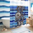 thumbnail image 5 of No Hook Shower Curtain, Vintage Anchor Nautical Shower Curtains for Bathroom with See Through Top Window, Coastal Blue Striped Waterproof & Washable Bath Curtain Stall 48"x72", 5 of 9