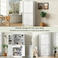 thumbnail image 5 of 72" Tall Farmhouse Kitchen Pantry Cabinet with 8 Door Shelves, Curved Design Storage Cabinet with 3 Adjustable Shelves, Hidden Drawer, Versatile Cupboard for Kitchen, Dining & Bathroom, White, 5 of 9