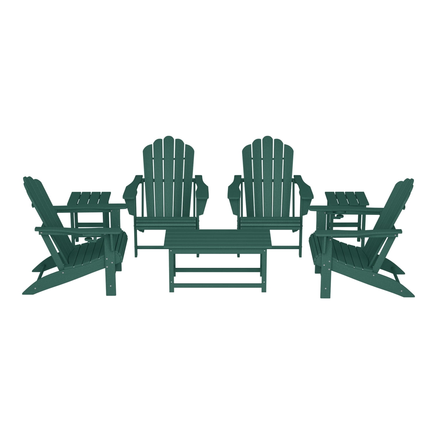 WestinTrends Highland 7-Piece HDPE Outdoor Patio Furniture Adirondack Conversation Set, Dark Green
