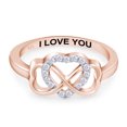 thumbnail image 3 of AFFY 0.05CT Natural Diamond "I Love You" Infinity Heart Promise Ring 14K Rose Gold over Silver-9, 3 of 7
