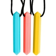 Tilcare Chew Chew Pencil Sensory Necklace 3 Set - Best for Kids or Adults That like Biting or Have Autism Perfectly Textured Silicone Chewy Toys - Chewing Pendant for Boys & Girls - Chew Necklaces