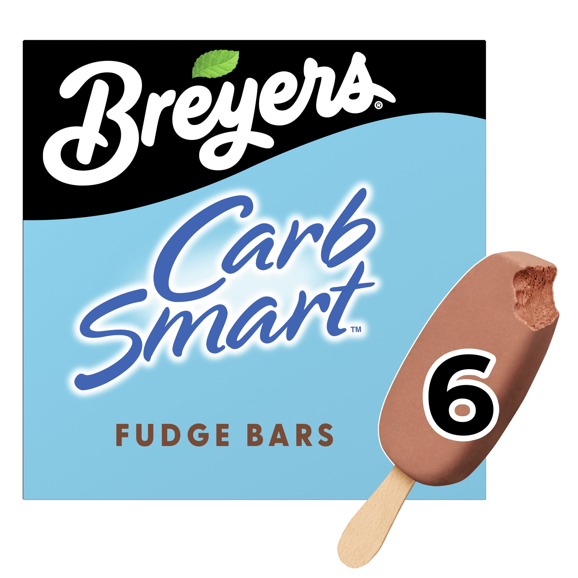 Breyers CarbSmart Creamy Fudge Cholocate Ice Cream Bars Frozen Desserts, 6 Count