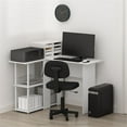 thumbnail image 3 of Pemberly Row Contemporary L-Shape Desk with Bookshelf in White, 3 of 6
