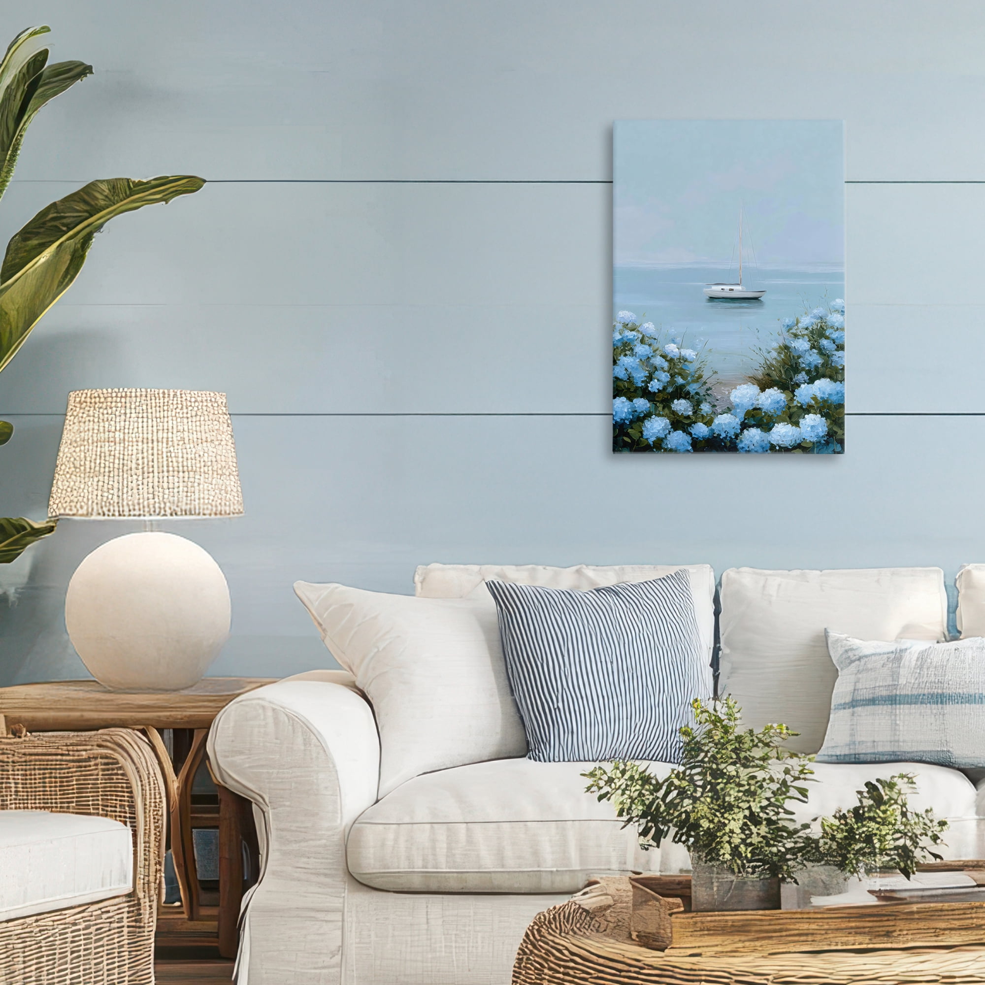 Stupell Industries Yacht in Floral Bay Canvas Wall Art, design by Petal Prints Design