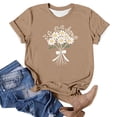thumbnail image 5 of Short Sleeve T-shirts for Women Teens Daisy Floral Printed Crewneck Casual Summer Tee S-2XL Base Tshirts (XL, Khaki #A), 5 of 5