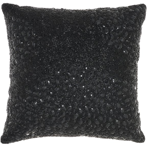 Mina Victory Luminescence Fully Beaded 20" x 20" Black Indoor Throw Pillow