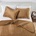 thumbnail image 2 of Dual-Sided Velvet Box-Stitched Heavyweight 3-Piece Full / Queen Quilt Set, Cognac, 2 of 6