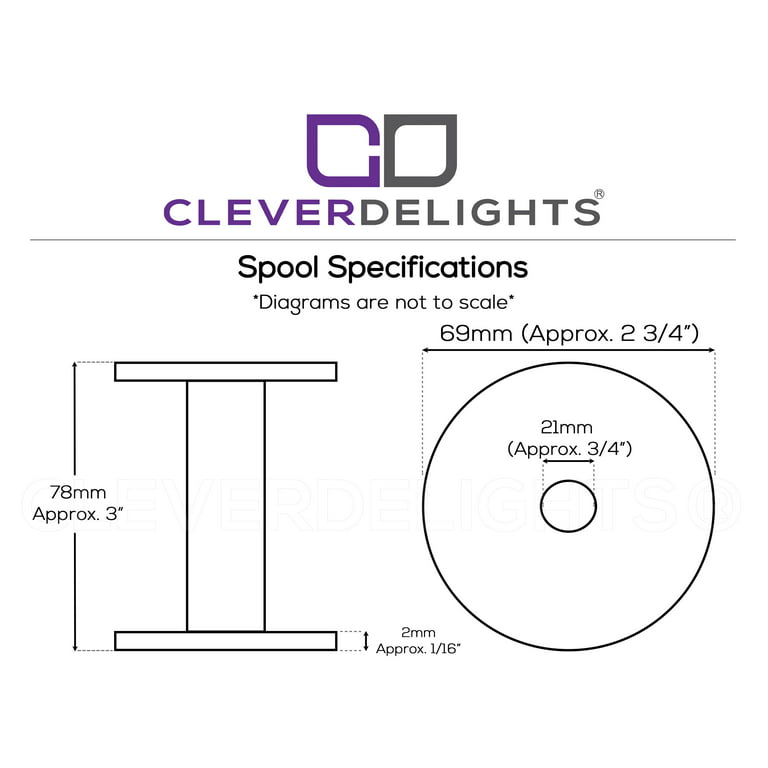 CleverDelights Plastic Spools - 3 x 2 3/4 - Black - 100 Pack