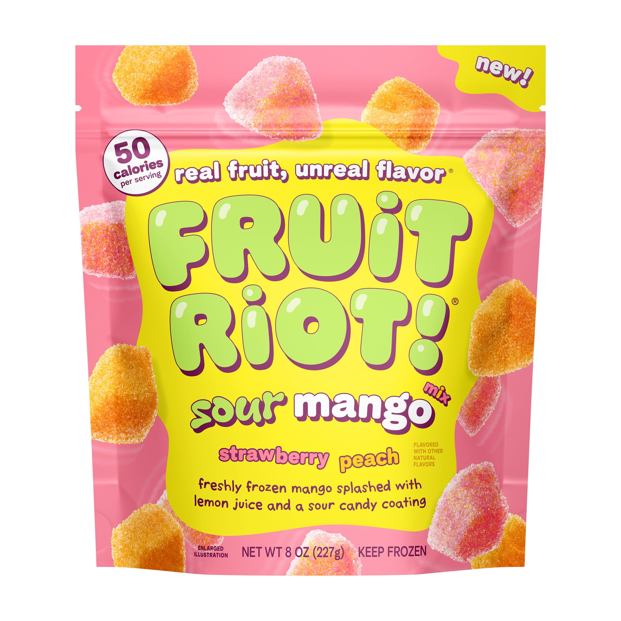 Fruit Riot Sour Candy Mango Mix, Real Frozen Fruit, 8 oz