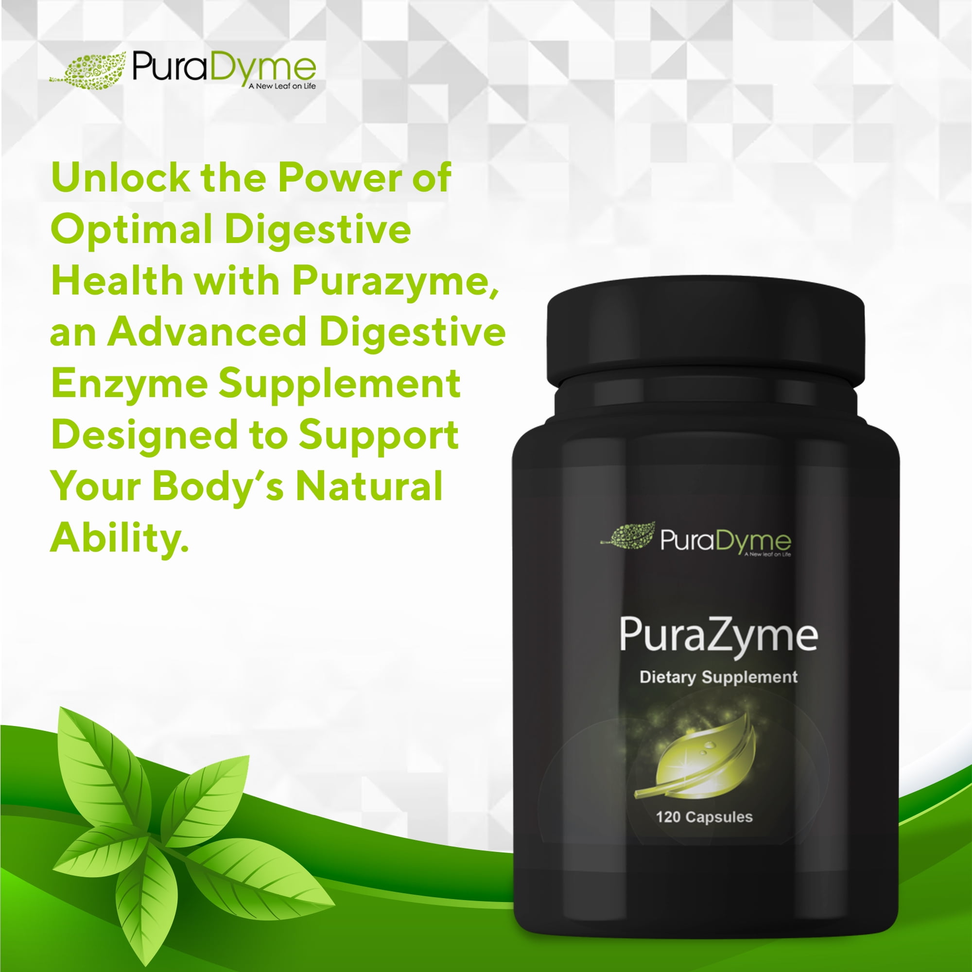 PuraDyme PuraZyme Digestive Enzymes, Digestive and Gut Health Support (120 Caps)