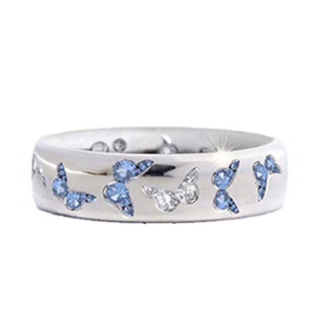 Flmtop Bague de Doigt Incrustée de Zircon Cubique Papillon pour Femmes Bijoux de Mariage