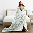 thumbnail image 4 of Blue Yellow Flower Floral Blanket, Soft Blankets Flannel Bed Throw Cozy Lightweight Plush Gifts for Women Girls Sofa Couch Bedroom Living Rooms Warm All Season, Home Decor, 80"x60", 4 of 6