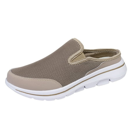 

Blphud Summer Shoes for Women 2024 Casual Comfy Shoes for Women Casual Couple Casual Solid Colour Wrapped Toe Flyweave Mesh Breathable Half Flip Flops Large Size Casual Shoes Brown 47