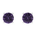 thumbnail image 3 of 14K Solid Gold Push Back Stud Earrings for Women | 1 cttw Round Cut Simulated Alexandrite | White Gold, 3 of 5