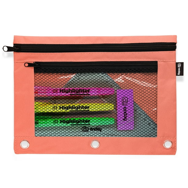 Large Pencil Pouch for 3 Ring Binder, Mesh Zipper Pencil Case, Pen Bag