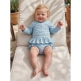 thumbnail image 5 of BemeyourBBs Toddler Baby Girl 2 Piece Swimsuit Set Infant Girls Bathing Suit Long Sleeve Rash Guard Swimwear Frill Mock Neck Eyelet Hollow Out Zipper Swiming Tops Bottoms Bikini Set Summer Beachwear, 5 of 9